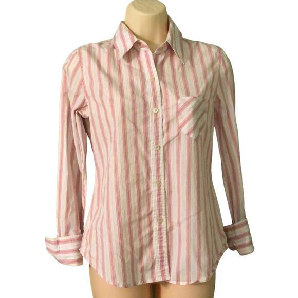 Express  Striped Blouse Woman Size XS Button Down Long Sleeves Office Preppy - Picture 1 of 7